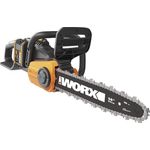 WORX 40V Akku Kettensäge WG384E, 2 x 2,0Ah, Powershare, Bürstenloser Motor, Werkzeugloses Kettenspannsystem, Schnellstopp-kettenbremse, Dual- ladegerät, 35cm Stablänge, 2 x 18V