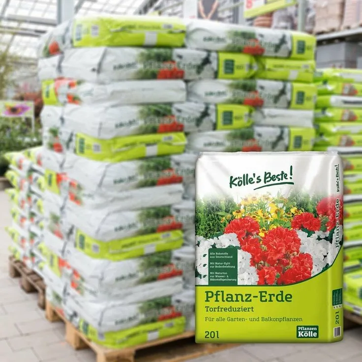 Kölles Beste Pflanzerde torfreduziert, 900 Liter gesamt, 45 Sack à 20 Liter auf Palette