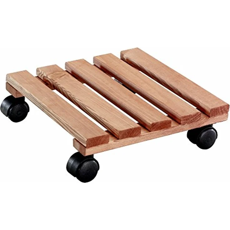 WAGNER Pflanzenroller Toscana 29 x 29 cm I Pflanzenroller & Blumenroller für Außenbereich + Innenbereich, Kiefer Terracotta I Kübelroller aus Holz I Tragkraft 100 kg I Made in EU ? 20015201 – Bild 1