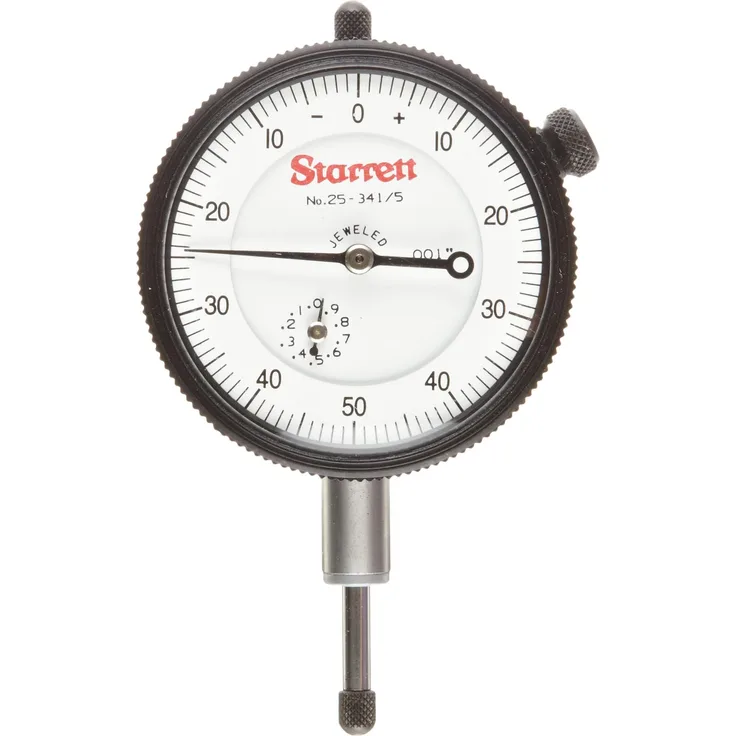 Starrett 25 341-5J Messuhr, 1 cm Vorbau Durchmesser, lug-on-centre Rückseite, weißes Zifferblatt, 0 50 0 Lesen, 0 1,3 cm Reihe, 0 cm Graduation