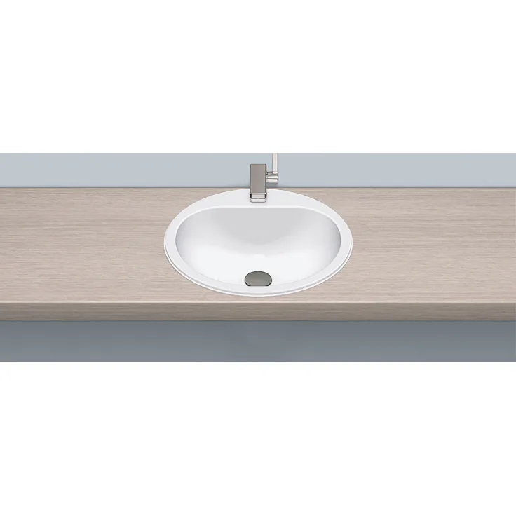 Alape EW 3 Einbaubecken ohne Überlauf, kreisförmig, Ø 475 mm, glasiert, Weiß, mit Hahnloch / Waschtisch / Waschbecken
