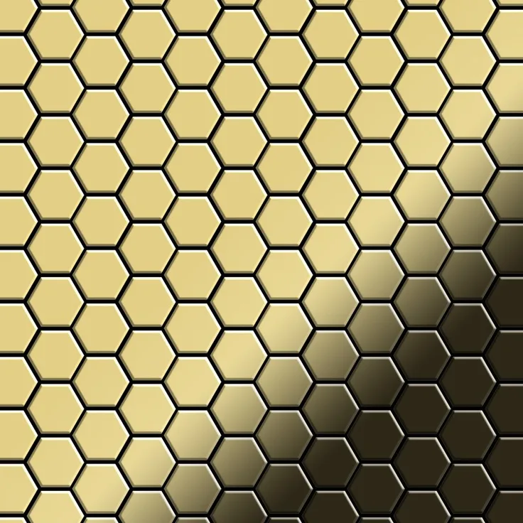 Mosaik Fliese massiv Metall Messing gewalzt in gold 1,6mm stark ALLOY Honey-BM 0,92 m2