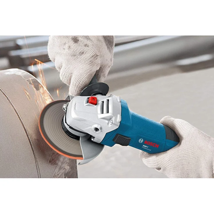 Bosch Professional Winkelschleifer GWS 1400 (1.400 Watt, 125 mm Scheiben-Ø, Aufnahmeflansch, Schutzhaube, Spannmutter, Zweilochschlüssel, im Karton) – Bild 3