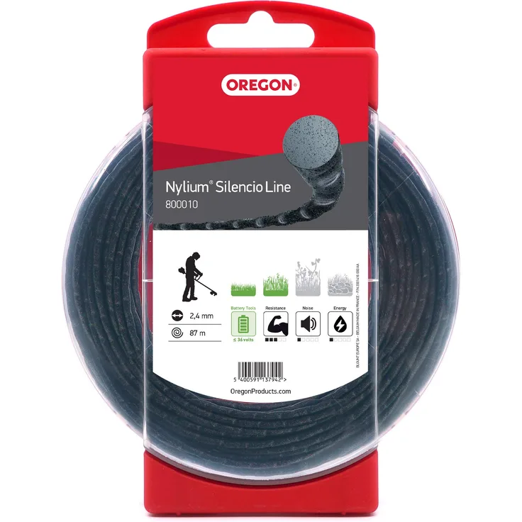 Oregon 800010 Nylium Silencio-Mähfaden, 2,4 mm x 87 m (Blisterverpackung)