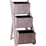 dobar 29252e Ausklappbare Pflanztreppe für individuelle Gestaltung, Blumentreppe mit 3 separaten Pflanzkästen inkl. Pflanzfolie, 41 x 55 x 85 cm, grau, Kiefer