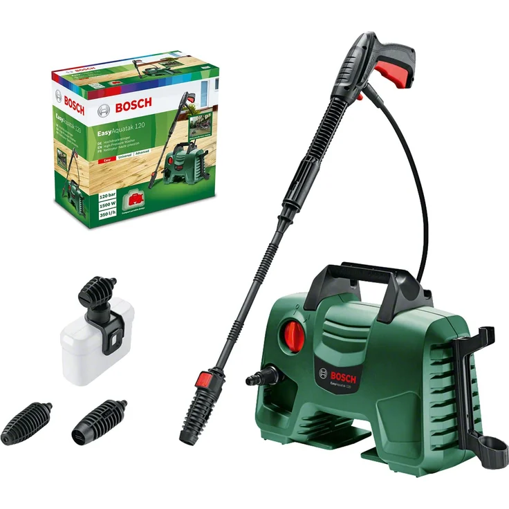 Bosch DIY EasyAquatak 120 Hochdruckreiniger 3 x Düse, Hochdruckpistole, transparenter Wasserfilter, 5 m Kabel, 5 m Schlauch, Karton, 1500 Watt, Druck: 120 bar, max. Fördermenge: 350 l-h – Bild 1