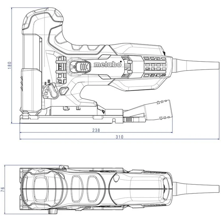 Metabo Stichsäge STE 100 Quick (710 W Nennleistung mit Absaugstutzen, Schutzglas, Sechskantschlüssel) 601100000, Mehrfarbig – Bild 4