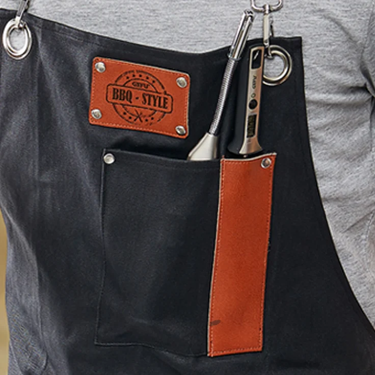 GEFU Grillschürze BBQ, Kochschürze, Küchenschürze, Baumwolle und Leder – Bild 4