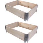 BIGDEAN BigDean 2x Palettenrahmen für Hochbeet 80 x 60 x 20 cm = halbe Europalette - Holzrahmen faltbar, steckbar & stapelbar - ideal für Pflanzen, Blumen,