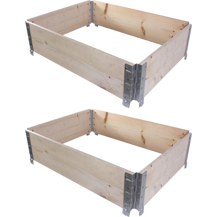BIGDEAN BigDean 2x Palettenrahmen für Hochbeet 80 x 60 x 20 cm = halbe Europalette - Holzrahmen faltbar, steckbar & stapelbar - ideal für Pflanzen, Blumen,
