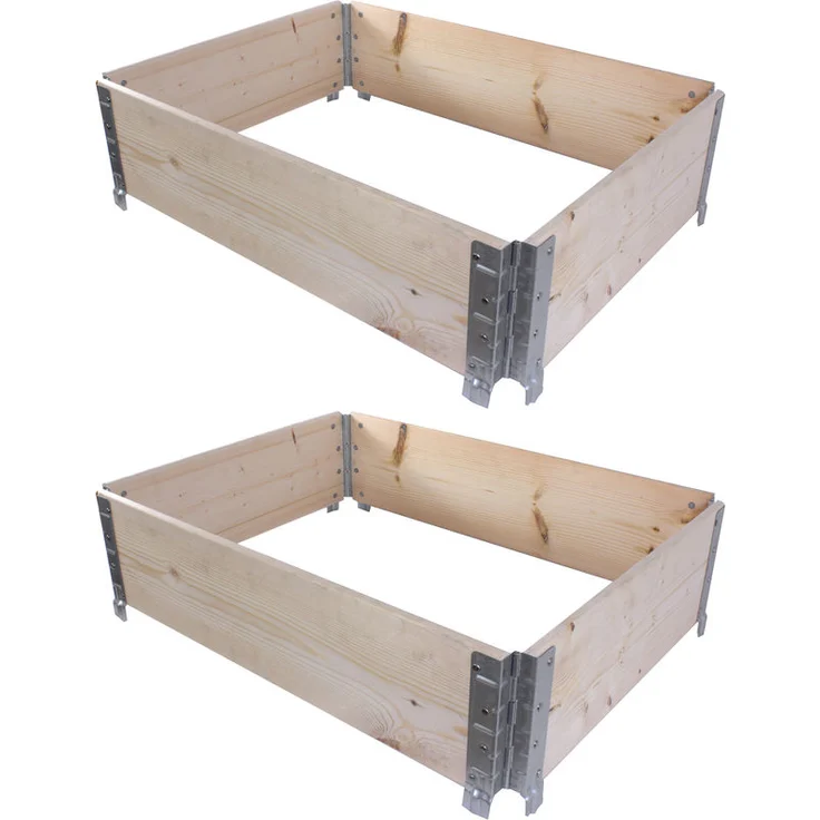 BIGDEAN BigDean 2x Palettenrahmen für Hochbeet 80 x 60 x 20 cm = halbe Europalette - Holzrahmen faltbar, steckbar & stapelbar - ideal für Pflanzen, Blumen,