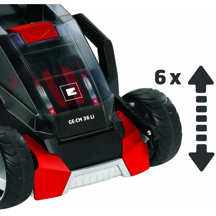 Einhell Akku-Rasenmäher GE-CM 36 Li Kit - Li-Ion, (2x3,0 Ah), bis 300 m², 36 cm Schnittbreite, 6-stufige zentrale Schnitthöhenverstellung, inkl. 2x 3,0 Ah Akkus + 2x Ladegeräte – Bild 5