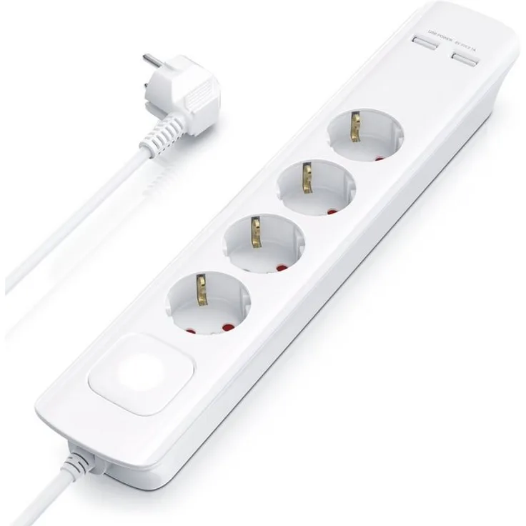 BEARWARE Steckdosenleiste 4-fach mit USB Typ A Ladegerät »bis zu 3680 W - Kindersicherung - IP20«