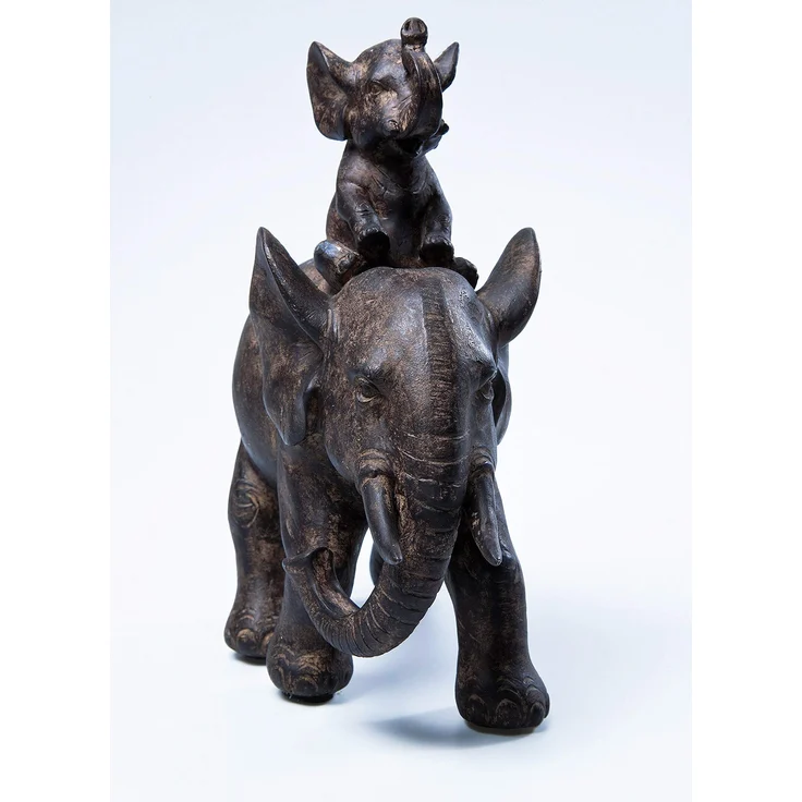 Kare Design Deko Figur Elefant Dumbo Uno, Afrika Deko im Kolonialstil, kleiner Babyelefant mit Elternteil, Wohnzimmer Dekoration, schwarz (H-B-T) 19x17,5x8,5cm – Bild 1