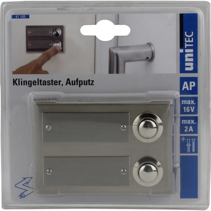 UNITEC 41105 Edelstahl-Klingeltaster 2-fach, Aufputz – Bild 2