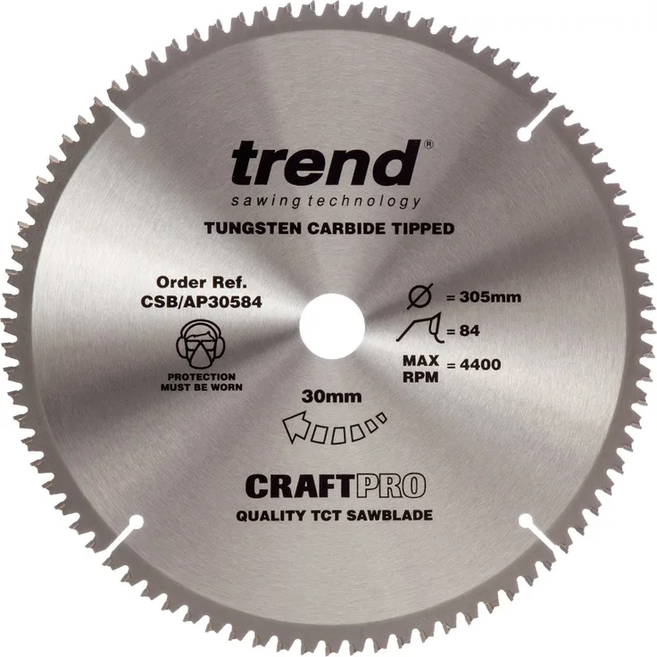 Trend CSB-AP30584 305 x 30 mm CraftPro Sägeblatt aus Aluminium und Kunststoff mit 84 Zähnen