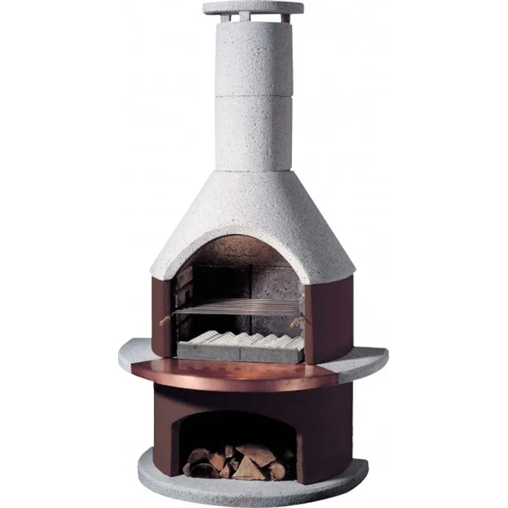 Buschbeck 90009.000 Holzkohlegrillkamin Rondo, weiß-braun, 206 x 110 x 65 cm, Grillfläche 53 x 34 cm