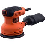 Black+Decker Exzenterschleifer (230W, Scheiben-Ø 125 mm, mit integrierter Staubabsaugung, zum Schleifen-Polieren, Ergonomisches Griffdesign, Klettfix-System, inkl. 1 Schleifpapier K120)