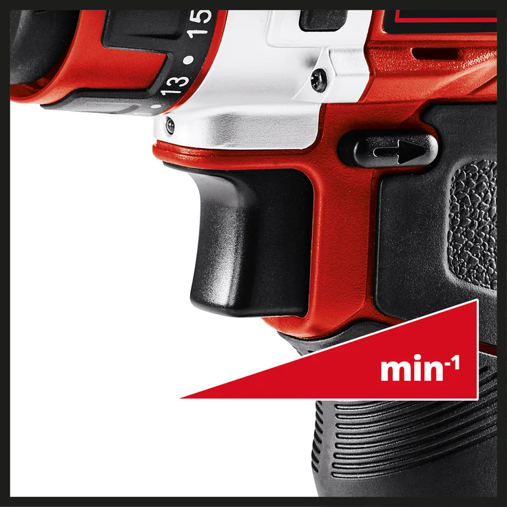 Einhell Akku-Bohrschrauber TE-CD 12-1 X-Li (1x2,0Ah) (Lithium-Ionen, 2-Gang-Getriebe, abnehmbares Bohrfutter, Drehzahl-Elektronik, LED-Beleuchtung, Softgrip, 2,0 Ah-Akku + 45-Min.-Ladegerät) – Bild 3