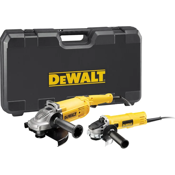 DeWalt Winkelschleifer Doppelset-Trennschleifer mit 2.200 W-230 mm und 900 W-125 mm Winkelschleifer, werkzeugloser Schutzhauben-Schnellverstellung, Spindelarretierung DWE494TWIN 125 mm Netz