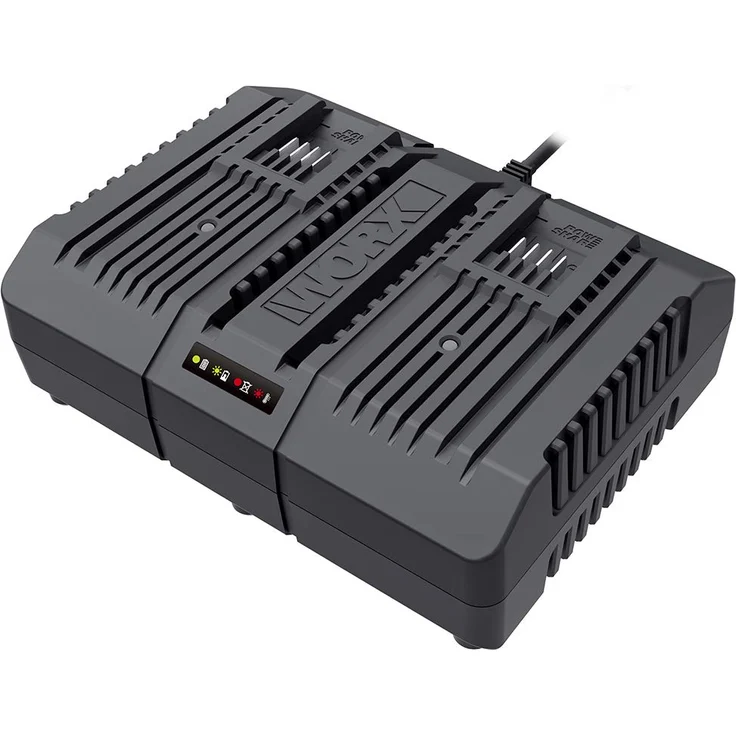 Worx WA3883 Dual-Ladegerät – Akku-Ladegerät für Worx Geräte mit 20V – 2 x 2,0 Ah – 2 Lademodi – Mit allen Worx PowerShare Akkus kompatibel – Bild 1