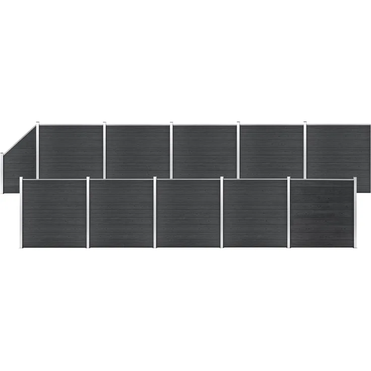 vidaXL WPC Zaun-Set 10 Quadrate + 1 Schräge 1830x186 cm Grau