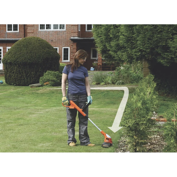 Black+Decker Akku-Rasentrimmer (18V 2,0Ah Li-Ion, Schnittbreite 23 cm, Zweithandgriff, Kantenschneidfunktion, E-Drive, Teleskopstiel, inkl. Akku und Ladegerät) GLC1823L20 – Bild 4