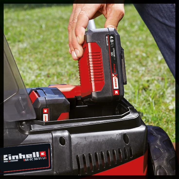 Einhell Akku-Vertikutierer-Lüfter GC-SC 36-31 Li-Solo Power X-Change (Lithium-Ionen, 36 V, 31 cm Arbeitsbreite, 3-in-1-Kombi, kugelgelagerte Messerwalze mit 8 Messern, ohne Akku und Ladegerät) – Bild 8