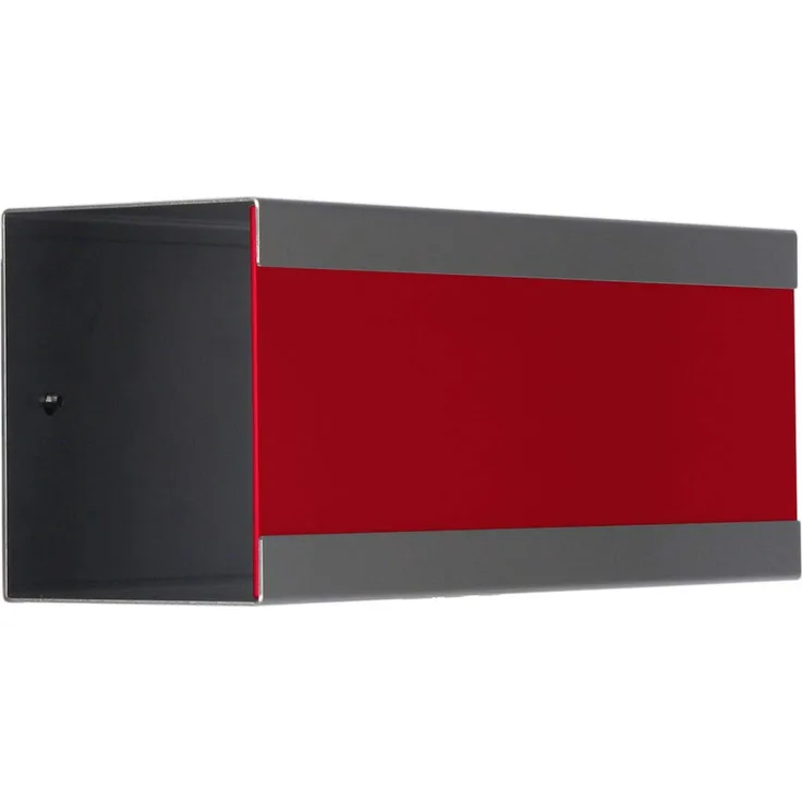 Keilbach, Zeitungsbox glasnost.newsbox.color.red, Edelstahl-pulverbeschichtet rot RAL3001, hochwertige Verarbeitung, Klassiker seit 2000, Design Award: FORM 2001