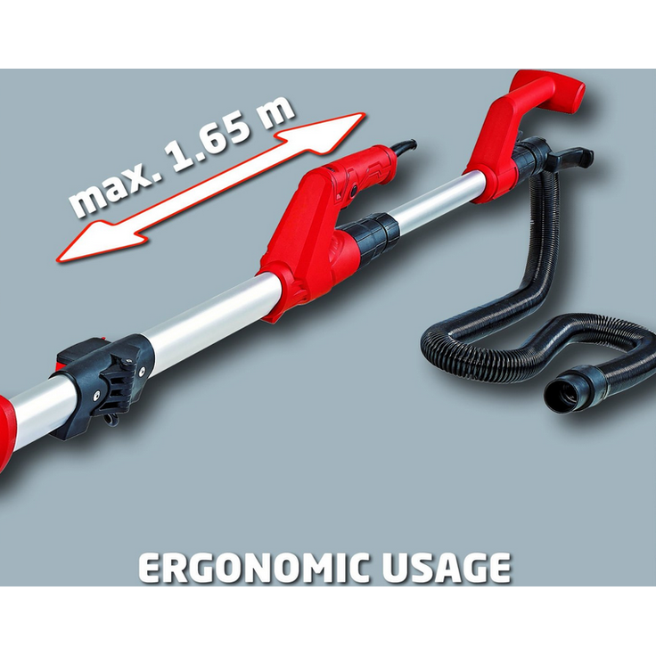 Einhell Trockenbauschleifer TC-DW 225 (600 W, max. 1500 min.-1 Leerlaufdrehzahl, 225 mm Schleifscheibendurchmesser, Teleskopstiel, Schleifteller mit Klett, inkl. 6 Schleifscheiben) – Bild 2