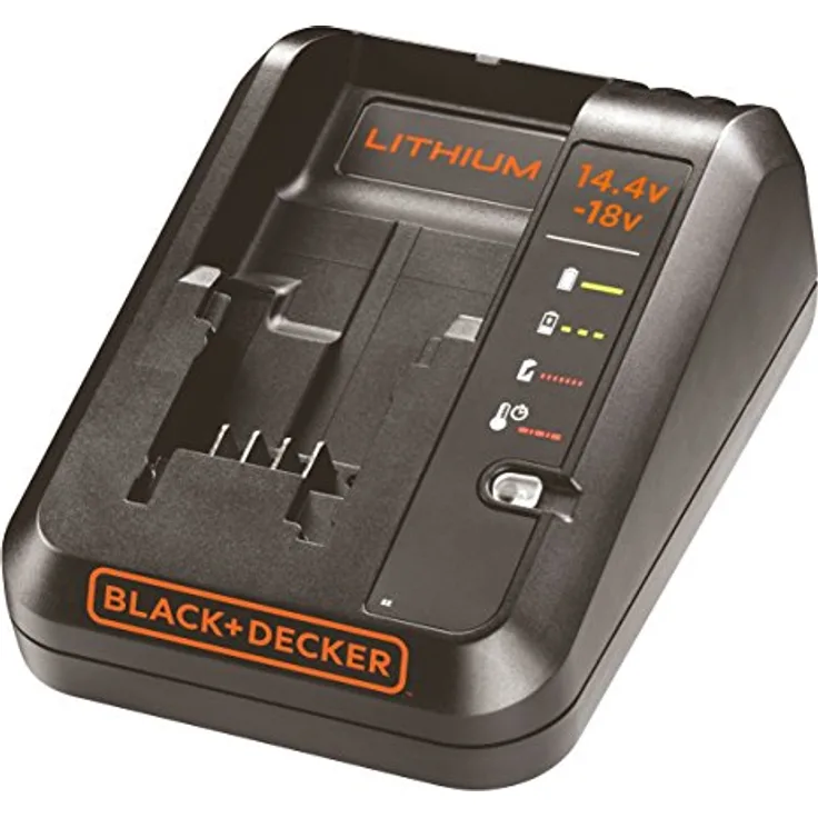 Black+Decker Multivolt-Schnellladegerät (für 14,4V Li-Ionen, 1Ah und 18V, 1Ah Akkus, Bestandteil des 18V Systems, 4 Ladestandmodi, inklusive Ladekabel, LED-Ladestandanzeige) BDC1A