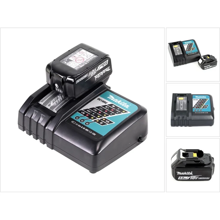 Makita Power Source Kit 18V mit 1x BL1850B Akku 5,0Ah + DC18RC Ladegerät Akku mit Ladestandsanzeige – Bild 3