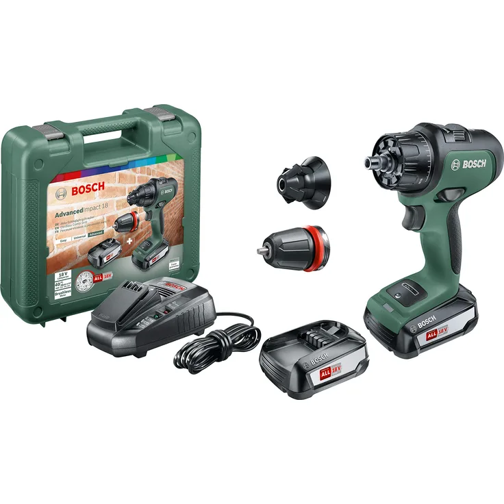 Bosch Akku Schlagbohrmaschine AdvancedImpact 18 (2 Akkus, 18 Volt System, im Handwerkerkoffer)