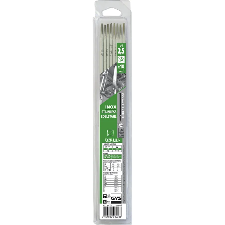 GYS Edelstahl Elektroden 316 L Stablelektroden, Blisterverpackung, 082335