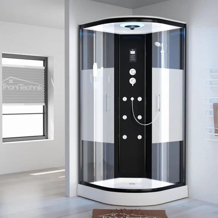 Tronitechnik TroniTechnik Duschtempel Fertigdusche Duschkabine Dusche Glasdusche Eckdusche Komplettdusche B100XC1HG01 100x100