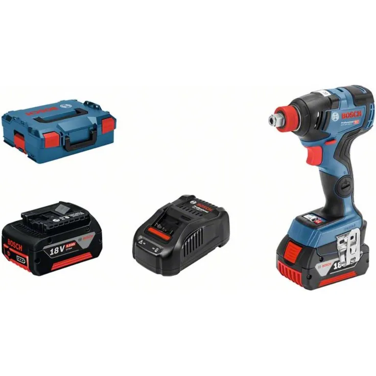 Bosch Professional 18V System Akku Drehschlagschrauber GDX 18V200 C (max. Drehmoment: 200 Nm, 1-4 Zoll-Innensechskant, 1-2 Zoll-Außenvierkant, inkl. 2x 5,0 Ah Akku + Ladegerät, in L-BOXX)