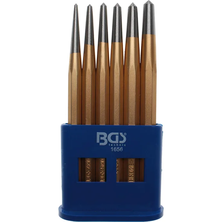 BGS 1656 | Körner-Satz | 6-tlg. | Ø 3 - 4 - 5 - 6 - 7 - 8 mm | CV-Stahl | Splintentreiber | Durchtreiber