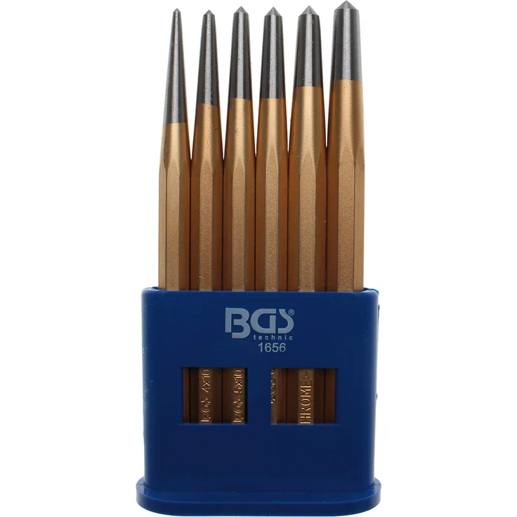 BGS 1656 | Körner-Satz | 6-tlg. | Ø 3 - 4 - 5 - 6 - 7 - 8 mm | CV-Stahl | Splintentreiber | Durchtreiber