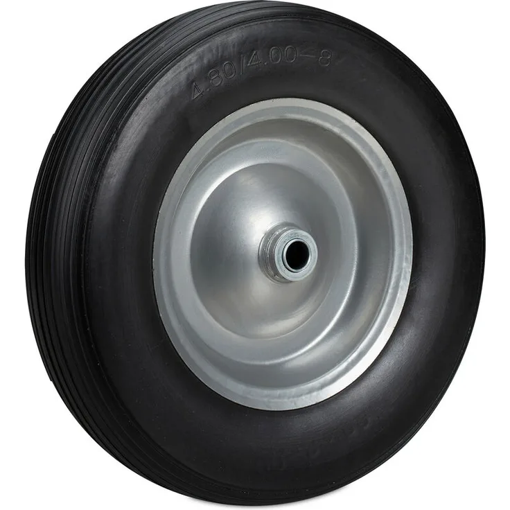 Relaxdays Schubkarrenrad 4.80 4.00-8, Vollgummireifen, Stahlfelge, Ersatzrad pannensicher, 100kg Traglast, schwarz-grau