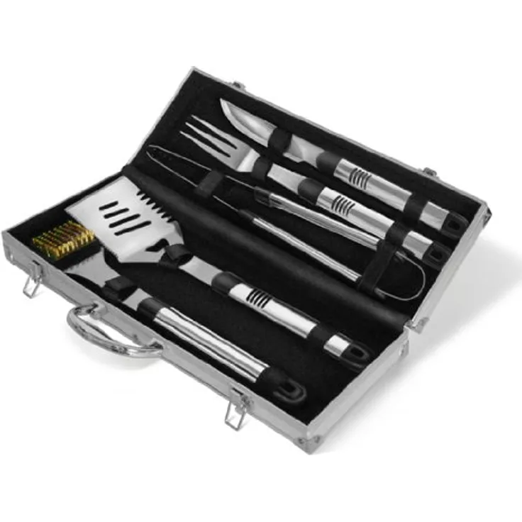 Activa Grillbesteckset Grillwerkzeug, Edelstahl, 6 Stück, silber, mit Koffer
