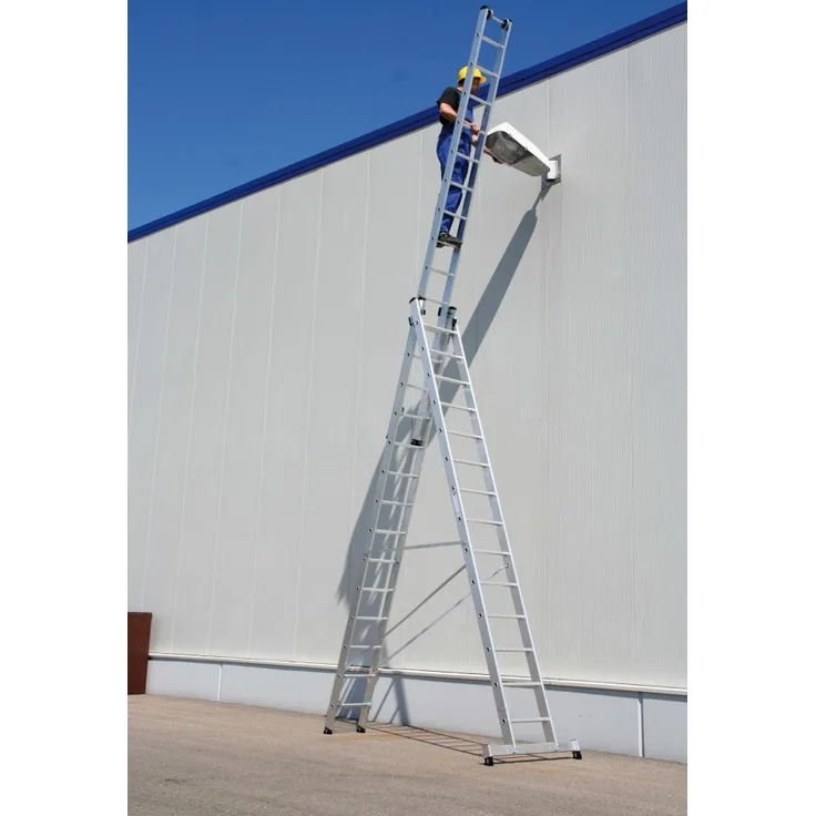Günzburger Aluminium-Mehrzweckleiter 3-teilig nivello®-Trav. 3 x 14 Spr.