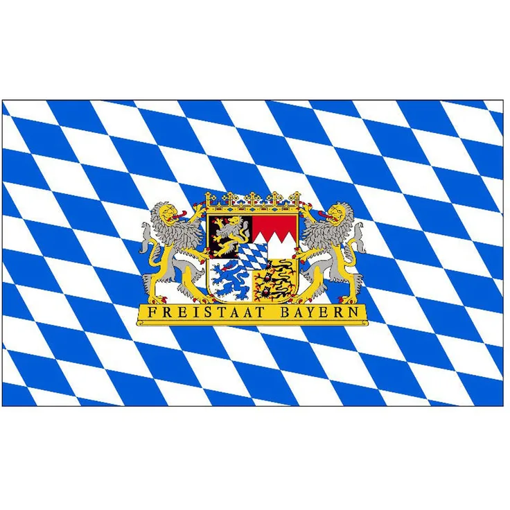 Flaggenking Fahne Flagge Freistaat Bayern Löwe mit Schrift, mehrfarbig, 150 x 90 x 1 cm, 16990