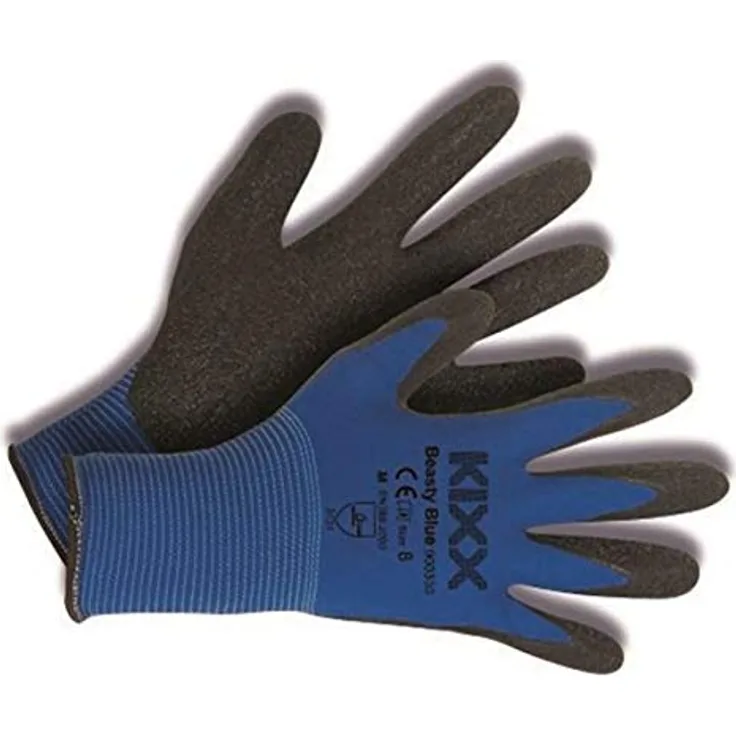 KIXX Nylon-Latex Handschuhe, Blau-Schwarz, 8