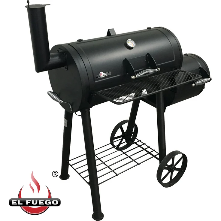 Barbecue El Fuego Smoker Edmonton Grillwagen BBQ Holzkohlegrill Räucherofen, Grillfläche 69 x 34 cm – Bild 1