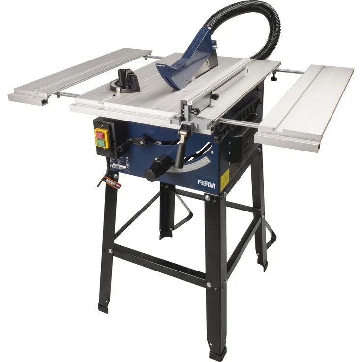 FERM Tischkreissäge 250mm - 1800 Watt - Ausziehbare Aluminium Arbeitstisch - Vakuum-Adapter - Winkelanschlag und Parallelführung - Inkl. T40 (TCT) Sägeblatt