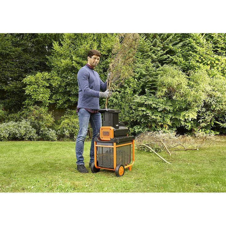 Black und Decker BEGAS5800 ElektroHäcksler Leistung 2 800 Watt Häckselsystem Messer Materialstärke 4 5 cm Fangkorbvolumen 45 l – Bild 3