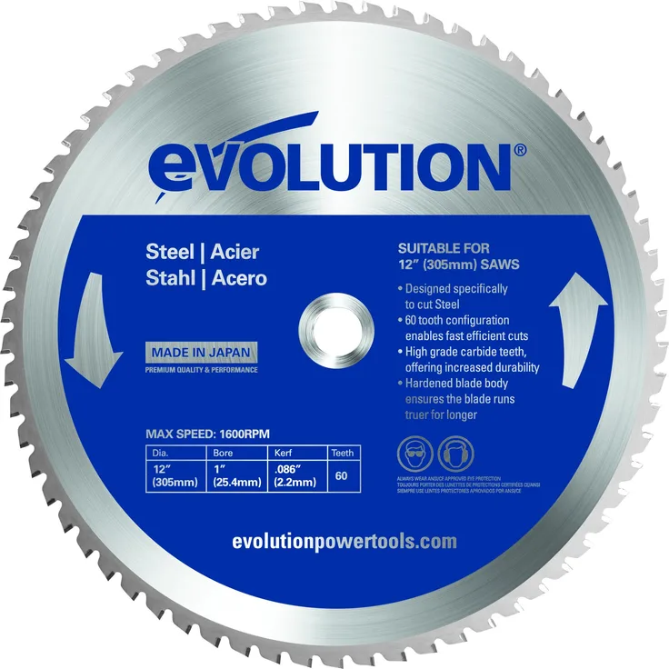 Evolution Power Tools Edelstahl Sägeblatt, 12BLADEST, 60 Zähne, 12 Inch