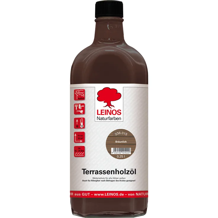 Leinos 236 Terrassenholzöl 0,25 l Bräunlich