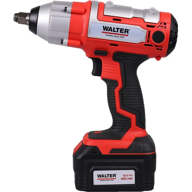 Walter Werkzeuge Li-Ion Akku-Drehschlagschrauber 18V, 250Nm, bis 3000 Schläge-min, Stecknuss-Set, LED-Arbeitslicht