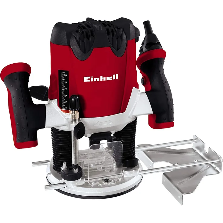 Einhell Oberfräse TE-RO 1255 E (1200 W, Spannzange Ø 6 und 8 mm, 55 mm Hubhöhe, elektronische Drehzahlregulierung, Spindelarretierung, einfacher Werkzeugwechsel)
